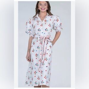 Olivia James Margot White Dress in Hampton Floral Print sz S